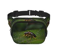 Insects on leaves Square Double-Layer Waist Bag for Outdoor Activities Such as Sports, Travel, Hiking, Cycling
