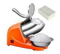 INSELY 4-blades Ice Shaver, Electric Shaved Ice Machine Ice Shaver Machine,200lbs/hr ice crusher with Ice Pick for Home and Commercial Use（Orange）