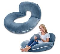 INSEN Reading Pillow, Back Pillow for Sitting in Bed for Reading, Nurse & Relax, Reading Pillow for Adults, Moms & Kids, Sit Up Pillow for Bed, Blue Bubble Velvet