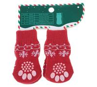 INSEOWI 4pack Thickening Pet Socks Christmas Pattern Elasticity Dog Warm Essential Holiday Apparel Protective Socks