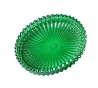 INSEOWI Clear Glass Plates Pillar Candleholder Round Dish for Snacks Jewelry Bathroom Table Centerpieces Decors Glass Pillar Holders