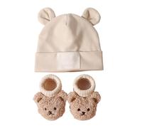 INSEOWI Soft Comfortable Baby Hat And Socks Set Cotton Polyester Blend Breathable Design Elastic For Infant Hat & Socks Hospital Photoshoot Baby Essential