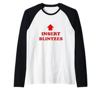 Insert Blintzes Shavuot Jewish Food Cheesecake Holiday Torah Raglan Baseball Tee