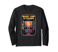 Insert Coin to Escape Retro Arcade Vaporwave Gamer Long Sleeve T-Shirt