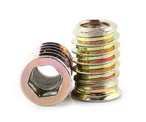 Insert Nut, 20pcs M8x20mm Hex Screw Insert Nuts Carbon Steel Plated Furniture Nut Hex Socket Drive Female Thread Nuts for Wooden Furniture
