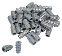 Insert Nuts for Wood Made in Japan, M6 x 20mm E-Type (Screw-in, Non-Flanged), Threaded Inserts for RTA Furniture, 50 pcs/Pack