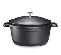 INSETFY Large Dutch Oven Pot with Lid-7.5QT Cast Aluminum Oven Pot with Two Handles Lightweight for Bread Baking Braising and Roasting(Black)