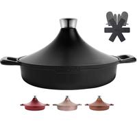 INSETFY Non-Stick Frying Pan/Skillet 11", 3QT Tagine Pan,Cast Aluminum Pans with Lid, Stove/Oven-to-Table Cookware, Dishwasher Safe& Compatible with All Stovetops（Black）