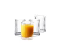 INSETLAN 280ml Ribbed Drinking Glasses Set of 4,Vintage Ribbed Cup Glassware,Origami Style Transparent Cocktail Glasses Set, Bar Beverages Iced Coffee Cup Juice Ripple