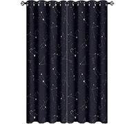 INSFBRB Constellation Blackout Curtains for Living Room,Abstract Modern Art Black Galaxy White Constellation Symbol Pattern Room Darkening Window Curtains with Grommets - 42x63in