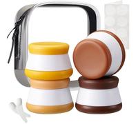 INSFIT 4 Pack Silicone Travel Containers - CAA Compliant 20ml Leakproof Toiletries Jars, BPA-Free Cream Containers with Lids & Labels, UK Travel Essentials (Includes Mini Spatulas)