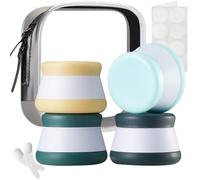 INSFIT 4 Pack Silicone Travel Containers - CAA Compliant 20ml Leakproof Toiletries Jars, BPA-Free Cream Containers with Lids & Labels, UK Travel Essentials (Includes Mini Spatulas)