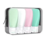 INSFIT Portable Travel Bottles, TSA Carry On Approved Toiletries Containers, 90ml Leak Proof Squeezable Silicone Tubes, Refillable Travel Accessories for Shampoo Body Wash Liquids 4 PacK