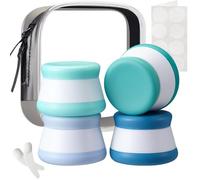 INSFIT Travel Containers for Toiletries, CAA Approved Silicone Cream Jars, Travel Size Containers with Lids, 4PCS BPA Free Leakproof Airplane Accessories for Liquid Lotion with Labels Mini Spatulas