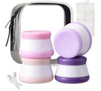 INSFIT Travel Containers for Toiletries, CAA Approved Silicone Cream Jars, Travel Size Containers with Lids, 4PCS BPA Free Leakproof Airplane Accessories for Liquid Lotion with Labels Mini Spatulas