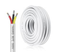 inShareplus 14AWG 3x2mm² 5 Meter Electrical Wire 2 Core Cable, 5V/12V/24V White Tinned Copper Wires, 14 Gauge 300V Flexible and Soft Outdoor Cable High Temperature Resistant Extension Wire