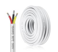 inShareplus 16AWG 3x1.5mm² 5 Meter Electrical Wire 2 Core Cable, 5V/12V/24V White Tinned Copper Wires, 16 Gauge 300V Flexible and Soft Outdoor Cable High Temperature Resistant Extension Wire