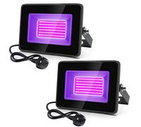 inShareplus 2 Pack 30W UV Flood Light, IP66 Waterproof Outdoor High Power UV Black Lights, 390nm-395nm Blacklight for Party, Stage, Paint, Collection, Resin Curing