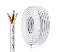 inShareplus 20AWG 3x0.5mm² 5 Meter Electrical Wire 3 Core Electric Cable, 12V/24V/300V White Tinned Copper Wires, 20 Gauge Flexible and Soft Outdoor Cable High Temperature Resistant Extension Wire
