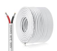 inShareplus 22AWG 2x0.3mm² 50 Meter Electrical Wire 2 Core Cable, 5V/12V/24V White Tinned Copper Wires, 22 Gauge 300V Flexible and Soft Outdoor Cable High Temperature Resistant Extension Wire