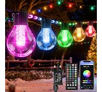 inShareplus Festoon Lights Outdoor, 15M/50FT Garden Lights Mains Powered with APP & Remote, 25 G40 LED Coloured Bulbs, Waterproof Dimmable Garden String Lights for Outside Outside Patio Party