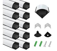 inShareplus LED Aluminum Channel System, 3.3ft/1 Meter, 10 Pack, Black, V Shape with Milk White Cover, End Caps and Mounting Clips, Aluminum Profile for LED Strip Light Installations