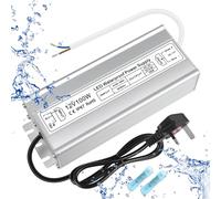 inShareplus LED Power Supply, 12V 100W IP67 Waterproof Outdoor Driver, AC 110-260V to DC 12V 8.5A Low Voltage Transformer, Adapter with 3-Prong Plug for LED Light, Computer Project, Outdoor Use