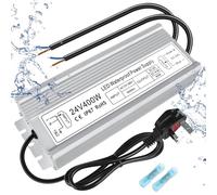 inShareplus LED Power Supply, 24V 400W IP67 Waterproof Outdoor Driver, AC 170-265V to DC 24V 16.6A Low Voltage Transformer, Adapter with 3-Prong Plug for LED Light, Computer Project, Outdoor Use