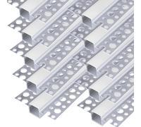 inShareplus Plaster-in LED Profile, 3.3FT/1M 10-Pack LED Aluminium Channel with Milky Diffuser, Trimless Recessed LED Strip Diffuser for Under Cabinet, Shelf, Wall, Table,Ceiling and Corner