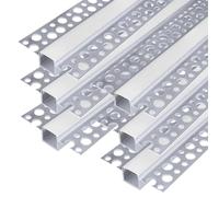 inShareplus Plaster-in LED Profile, 3.3ft/1m 6-Pack LED Aluminium Channel with Milky Diffuser, Trimless Recessed LED Strip Diffuser for Under Cabinet, Shelf, Wall, Table,Ceiling and Corner