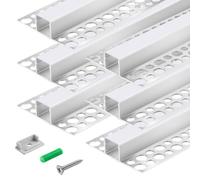 inShareplus Plaster-in LED Profile, 3.3ft/1m 6-Pack led Aluminium Profile with Milky Diffuser, Trimless Recessed LED Strip Diffuser for Under Cabinet, Shelf, Table, Wall and Ceiling(Recessed)