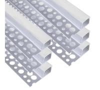 inShareplus Plaster-in LED Profile, 3.3ft/1M 6Pack LED Aluminium Profile with Milky Diffuser, Trimless Recessed Single-Sided LED Strip Diffuser for Under Cabinet, Shelf and Corners of Walls