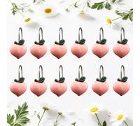 Inshere 12pcs Peach Shower Curtain Hooks,Rustproof Stainless Steels Metal Pink Decorative Shower Curtain Hooks for Bathroom, Cute Fruit Theme Shower Rings Set Bathroom Decor