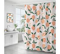 Inshere Decorative Peach Cheetah Shower Curtain 72 x 72 Inch, Bathroom Decor Peach Colored Hanging Bath Curtain with Hooks, Waterproof Fabric, Machine Washable