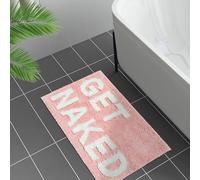 Inshere Get Naked Bath Mat, Cute Bedroom Rugs, Funny Pink Living Room Mat for Apartment Decor, Soft & Absorbent Plush Non-Slip Bottom Multi-Purpose Door Mat Home Carpets 31.5" x 20"