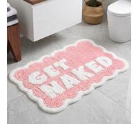 Inshere Get Naked Bath Mat, Pink Cute Scalloped Aesthetic Preppy Bath Rug for Bathroom, Tub, Floor Carpet, Sink, Shower, Non Slip 80x50cm