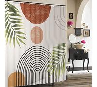 Inshere Retro Boho Shower Curtain for Bathroom with 12 Hooks, Modern Mid Century Abstract Shower Curtain Arch Sun Bohemian Style, Funny Curtain for Bathroom Decor 72x72 Inch Waterproof Fabric