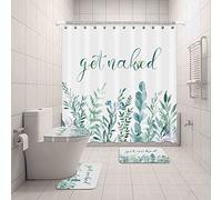 Inshere Shower Curtains - Green Leaves Plant Bathroom Set, 72"72" with 12 Hooks