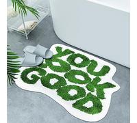 Inshere You Look Good Bath Mat Cute Bathroom Rugs, Green Kitchen Rugs Door Mats Soft & Absorbent Plush Coral Fabric, Cool Funny Indoor Welcome Mats Home Carpets Non-Slip Washable 25”x21”
