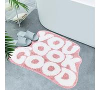 Inshere You Look Good Bath Mat Cute Bathroom Rugs, Pink Kitchen Rugs Door Mats Soft & Absorbent Plush Coral Fabric, Cool Funny Indoor Welcome Mats Home Carpets Non-Slip Washable 25”x21”