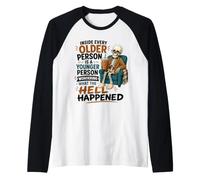Inside Every Older Person is A Younger Person Aging Humor Raglan Baseball Tee