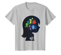 Inside Out Head Silhouette Maglietta T-Shirt, Youth, Silver Grey, X-Small
