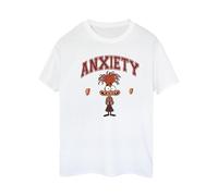 Inside Out Women's Anxiety Collegiate Cotton Boyfriend T-Shirt in White | Size: Medium Inside Out White M