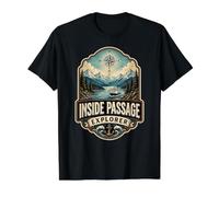Inside Passage Explorer, Fun Vintage Alaskan Cruise Ship Value Graphic T-Shirt, Men, Black, L