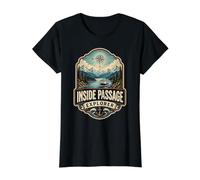 Inside Passage Explorer, Fun Vintage Alaskan Cruise Ship Value Graphic T-Shirt, Women, Black, M