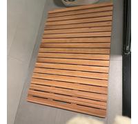 Inside Shower Mat Wood - 20 22 24 26 28 30 Inch Width - Anti-Slip Shower Mat with Drain Hole - Solid Teak Bathroom Shower Mat for Bathtub, Spa, Sauna, Entryway, Pool (Size : 28x28in(71x71cm))