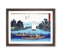 Inside The Boat By Utagawa Hiroshige Asian Japanese Framed Print | A4 Walnut Framed Wall Art | Ready to Hang | Asian Vehicle Picture | Living Room Bedroom Lounge Office