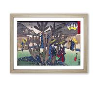 Inside The Tea House By Utagawa Hiroshige Asian Japanese Framed Print | A4 Oak Framed Wall Art | Ready to Hang | Asian Food Picture | Living Room Bedroom Lounge Office