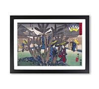 Inside The Tea-House by Utagawa Hiroshige Framed Print | A2 Black Framed Wall Art | Ready to Hang | Asian Food Picture | Living Room Bedroom Lounge Office