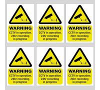 Inside Window Application Only - Visible from Outside | 6 x CCTV Warning Window Stickers | Not for External Use or Containers | 110mm x 75mm (4" x 3")